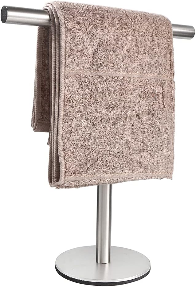 Bath Hand Towel Holder Standing, 13 Inch T-Shape Towel Bar Rack Stand, SUS304 Stainless Steel Brushed Finish,Tower Bar for Bathroom Kitchen Vanity Countertop