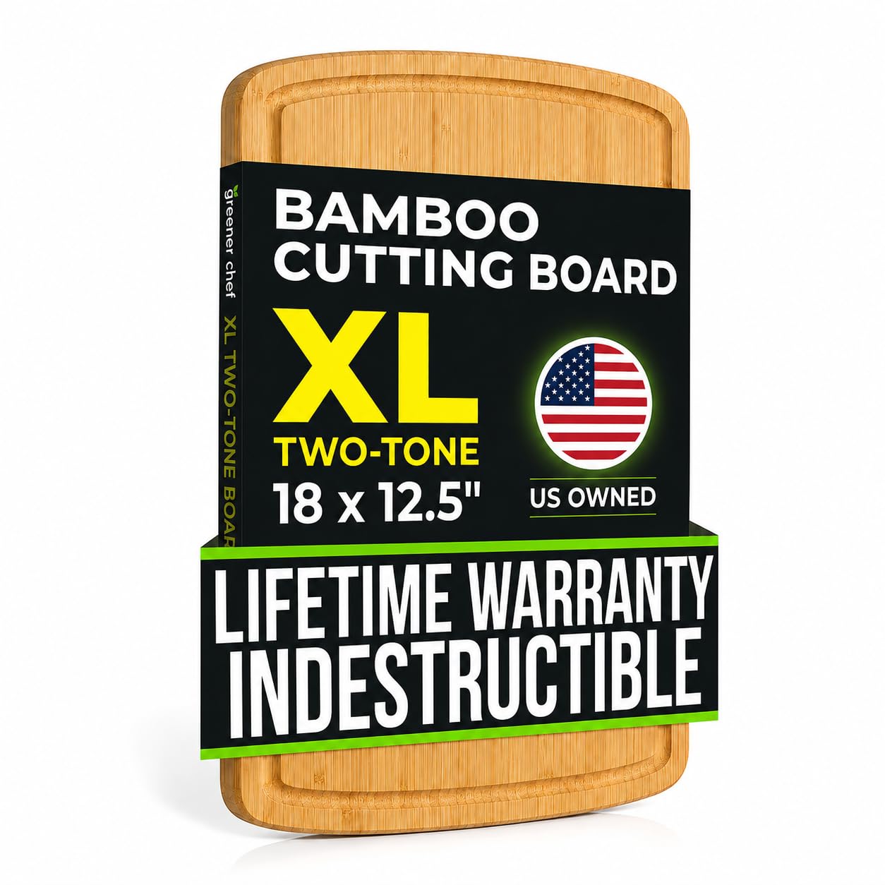 GREENER CHEF 12 Inch Small Bamboo Cutting Board with Lifetime Replacements - Small Wooden Chopping Board for Kitchen, Meat, Vegetables, Cheese, Bread, Charcuterie, and Everyday Food Prep