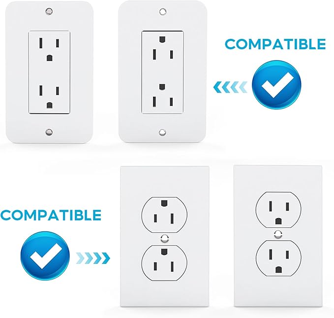 Outlet Shelf, Bathroom Wall Holder with Built-in Cable Management, Wall Organizer for Smart Home Decor Space Saving Electric Toothbrush Use as Echo Holder (Decora-style rectangular, 1, Pack)
