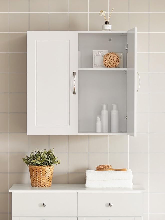 Haotian Wall Cabinet Laundry Room, Medicine Cabinet for Bathroom Kitchen Garage, Wall Storage Cabinet with Adjustable Shelf, White FRG231-W