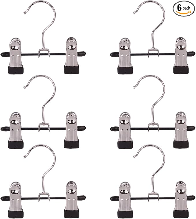 Adjustable Stainless Steel Shoe Rack Pants Folder Multi-Functional Portable Travel Laundry Washing Machine Rack Hooks Socks Clip Boot Hanger Set of 6 (6)