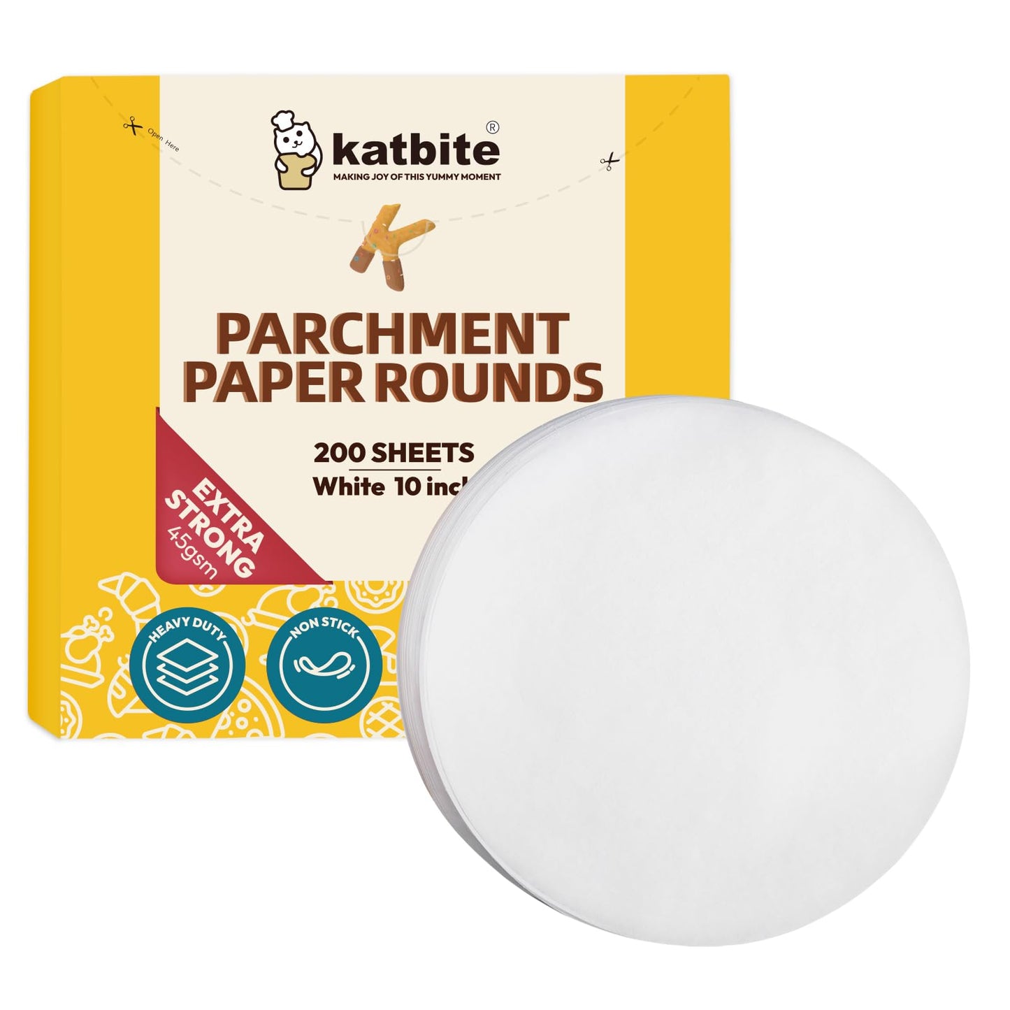 Katbite Unbleached Parchment Paper Rounds, Heavy Duty, White, 8 Inch 400Pcs