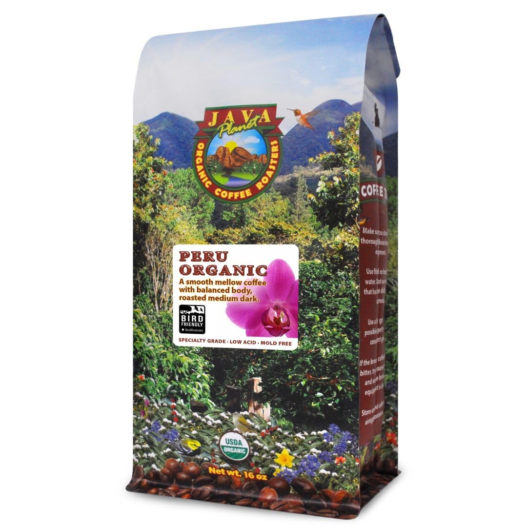 Java Planet Low Acid Organic Whole Bean Coffee, Papua New Guinea, 16 oz
