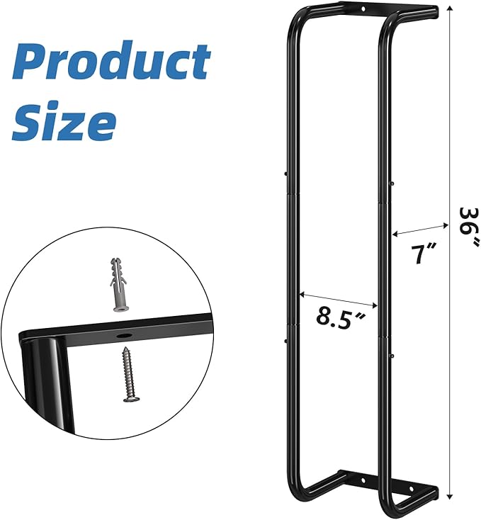 Simple Trending Towel Rack Wall Mounted, Towel Holder for 9 Large Towels, Bathroom Organizer, Black