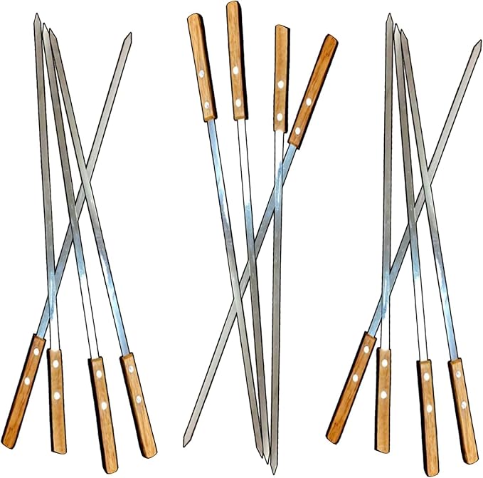 Vokop 12 Pack Kebab Skewers 22 Inch Stainless Steel Grilling Skewer