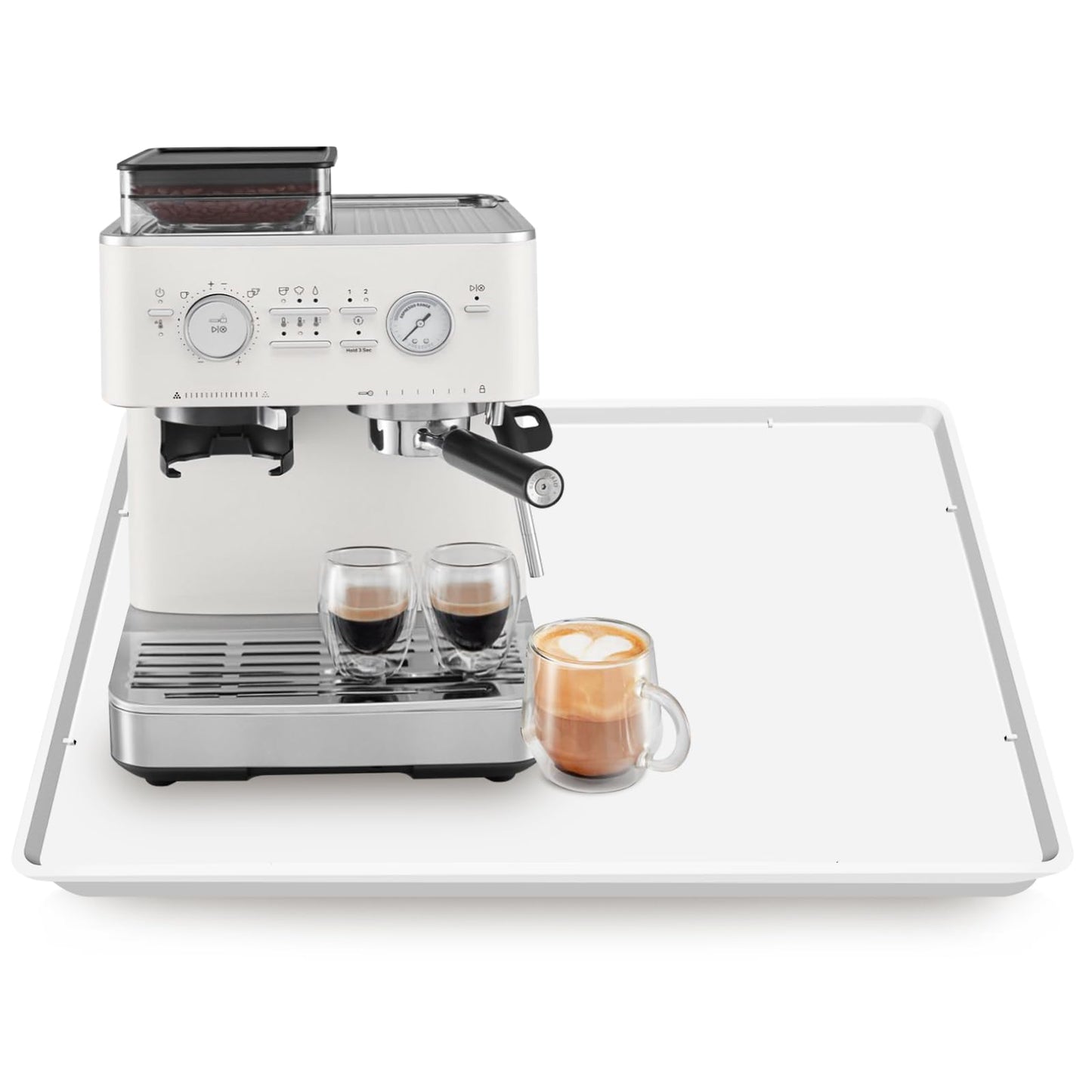 Silicone Coffee Maker Mat with Lip for Countertops, 24'' x 16'', Grey