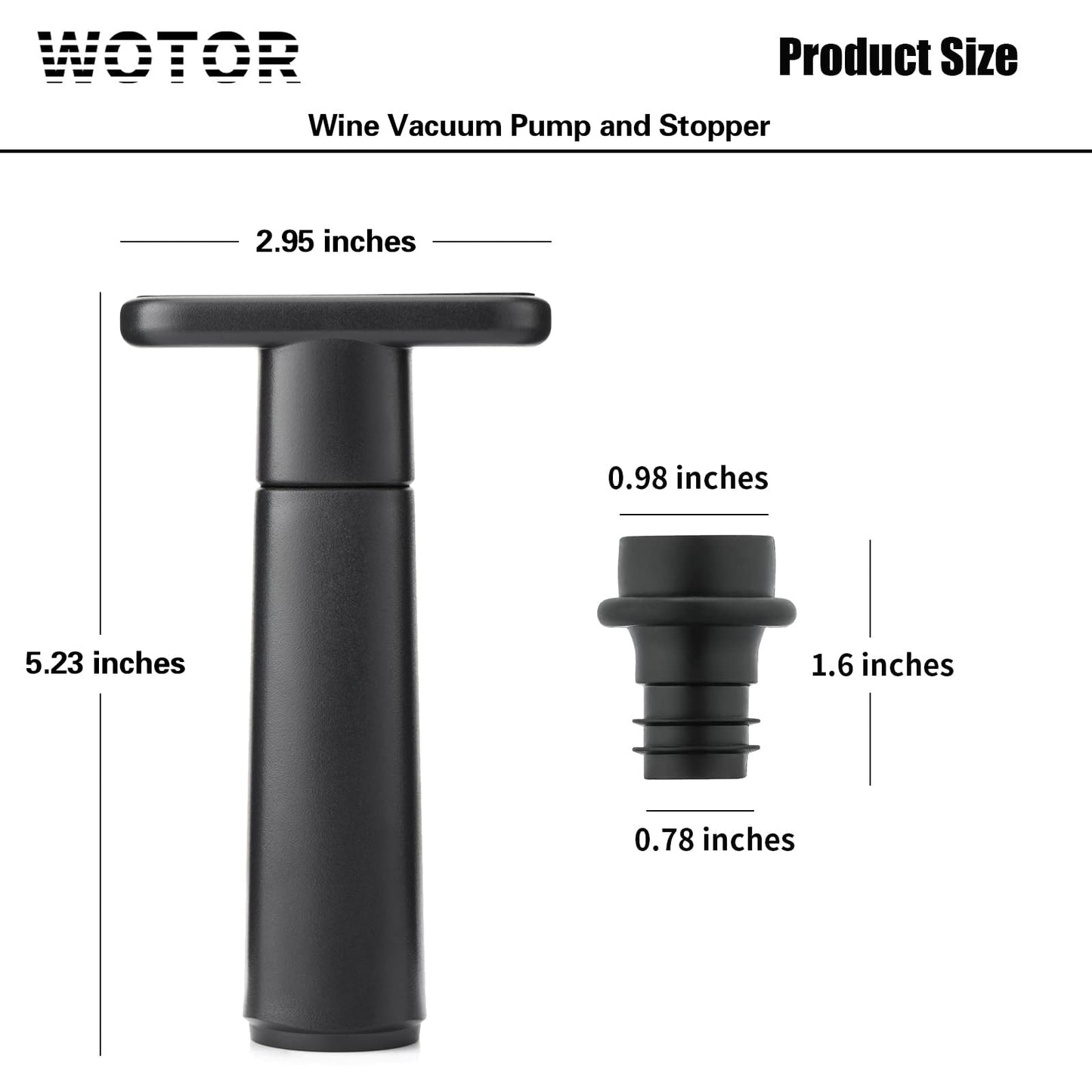 WOTOR Wine Saver Vacuum Pump with 20 Stoppers, Wine Preserver, Black