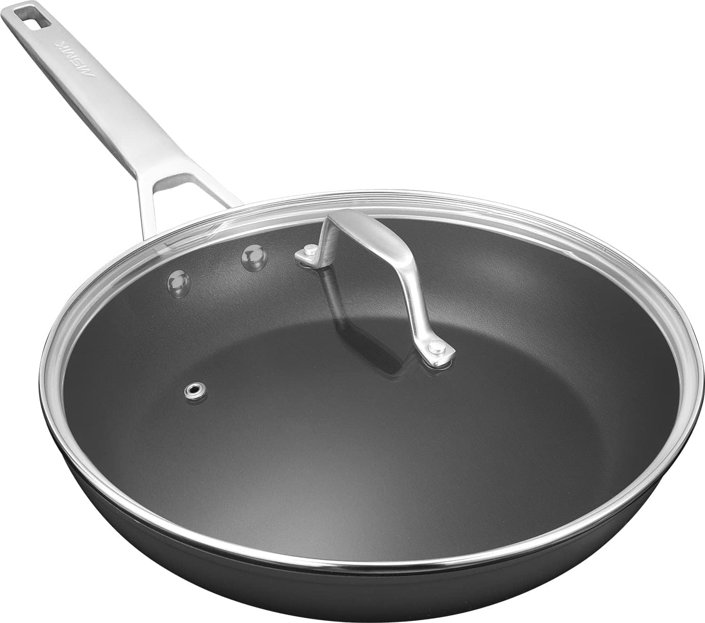 MsMk 9.5 Inch Nonstick Frying pan with Lid, Grey Cooking Pan Skillet