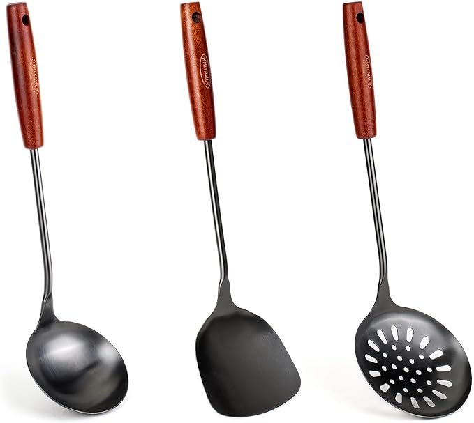 FJNATINH Wok Spatula 15 inches Spatulas for Wok, Stainless Steel Metal Wok Spatulas for Kitchen Use Cooking Utensils Spatula for Cooking Cast Iron