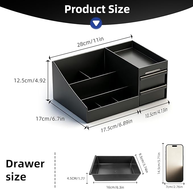 Cologne Stand Organizer for Men - Mens Organizer with Drawers, Perfume Organizer and Cologne Shelf for Bathroom Countertop Storage - Perfect Gifts for Men (Black)