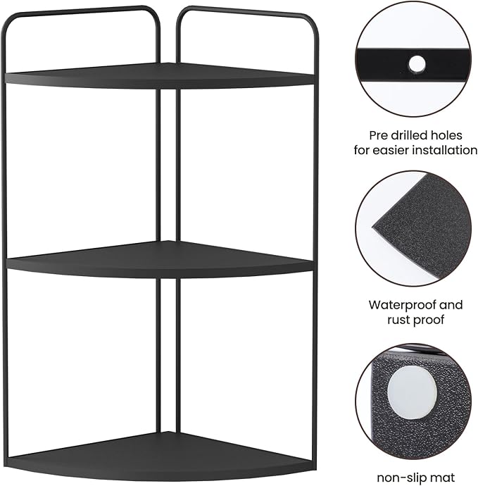 Bathroom Counter Organizer,Countertop Organizer,Vanity Organizers,Bathroom Storage,Bathroom Sink Caddy,Counter Shelf,Corner Counter,Corner Shelves(Black)