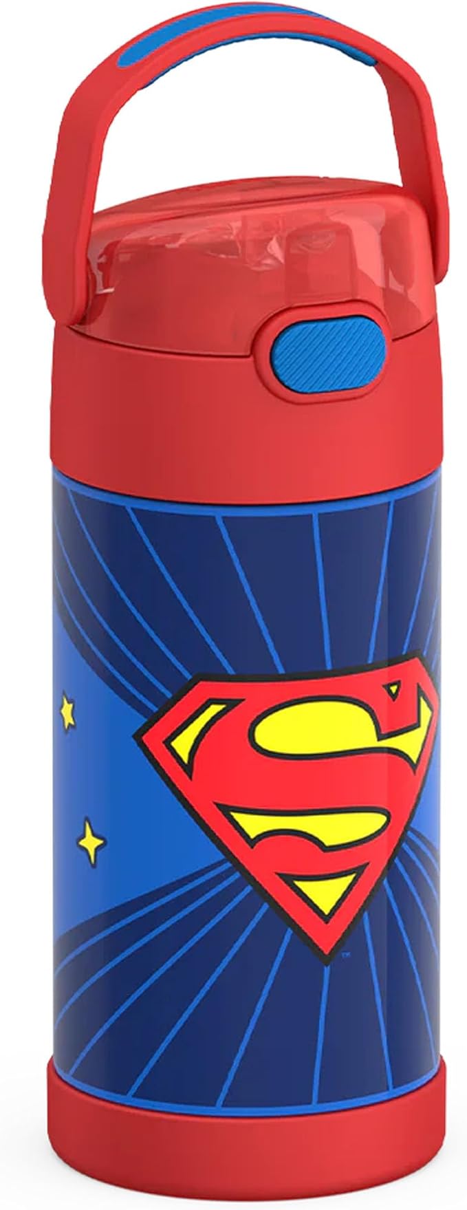 THERMOS FUNTAINER Water Bottle with Straw - 12 Ounce - Kids Stainless Steel Vacuum Insulated Water Bottle with Lid, Superman