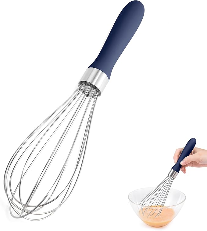 Doosu 18/8 Stainless Steel Balloon Whisk for Cooking (12 Wires, Red)