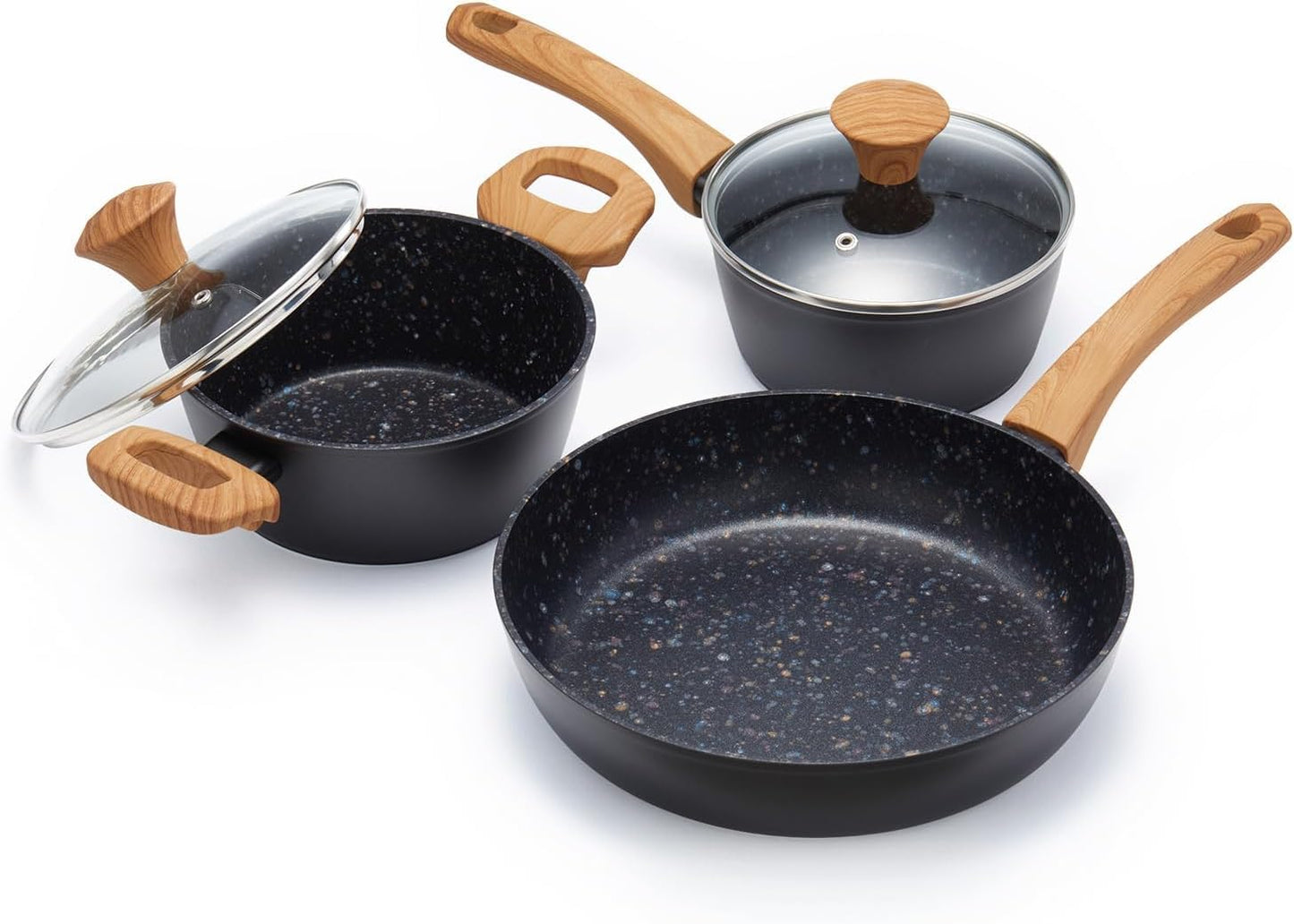 Jovire 3-Piece Nonstick Set | 9.25" Pan + 1.4/2.2QT Pots | PFAS-Free, Green