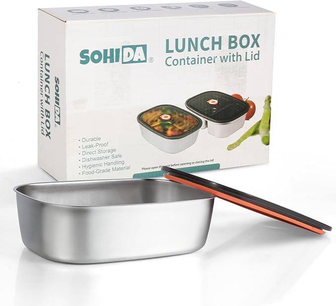 1.5L Stainless Steel Inner Container with Cover, Single Compartment, Removable Replacement Tray, Easy to Clean, Dishwasher Safe (Only for 1.5L Electric Lunch Box)