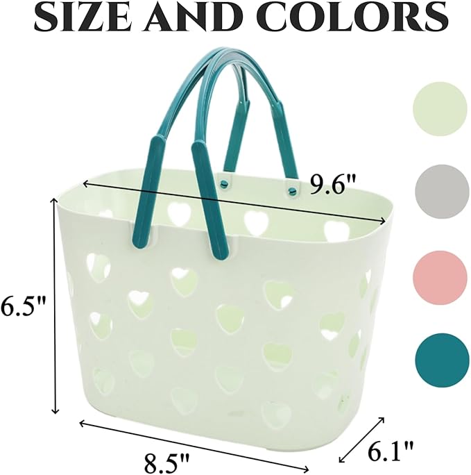 Peohud 4 Pack Portable Shower Caddy Basket, Plastic Storage Basket with Handle, Caddy Organizer Bin for Bathroom, College Dorm, Pantry, Kitchen