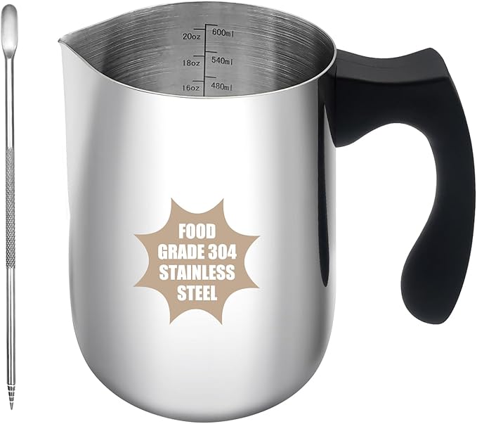 Milk Frothing Pitcher, 32oz Milk Frother Cup 304 Stainless Steel Steaming Pitcher with Art Pen Milk Coffee Jug Cup with Heat-resistant Handle and Scale