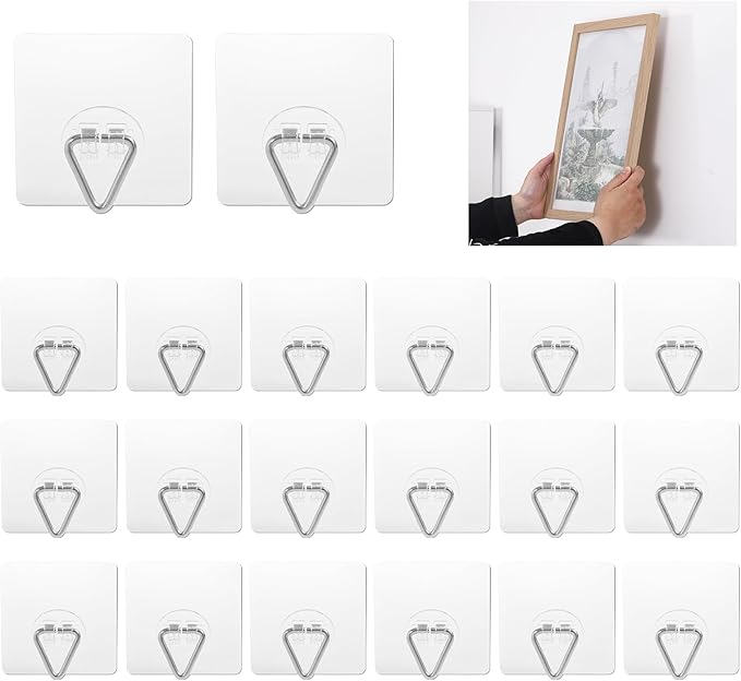 DIDUDIDU Wall Plate Hangers for Display - 20 Pack Invisible Adhesive Picture Hanger Holders for Wall - Ideal for Hanging Large Decorative Plates, Paintings, Artwork - 2.8 inch