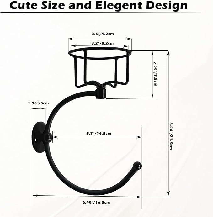 Hand Towel Holder, Matt Black Hand Towel Ring for Bathroom Wall Mounted, Heavy Duty Towel Hook with Candle Holder for Bathroom Wall Decoration