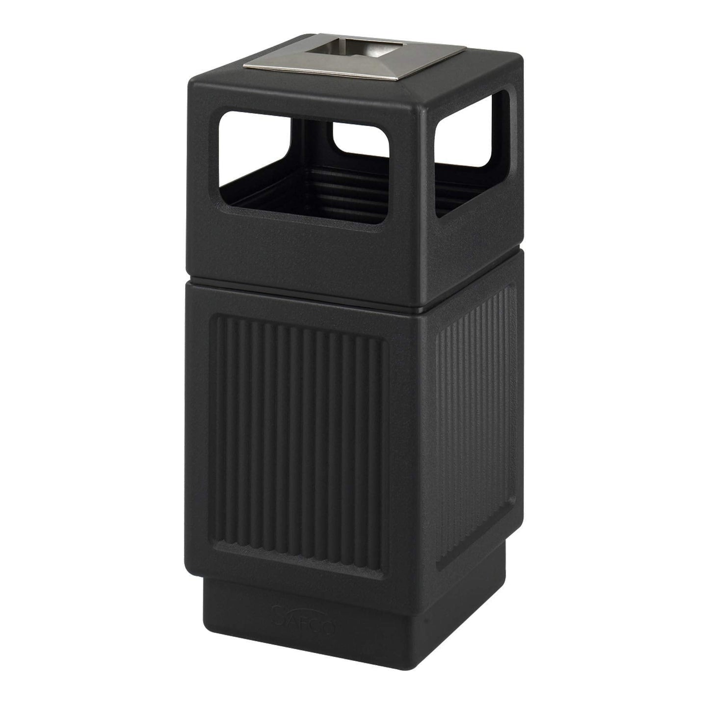 Safco Canmeleon Trash Can, 38 Gallons, Indoor and Outdoor Use, Open Top, Durable & Weather-Resistant Commercial Garbage Can, Black