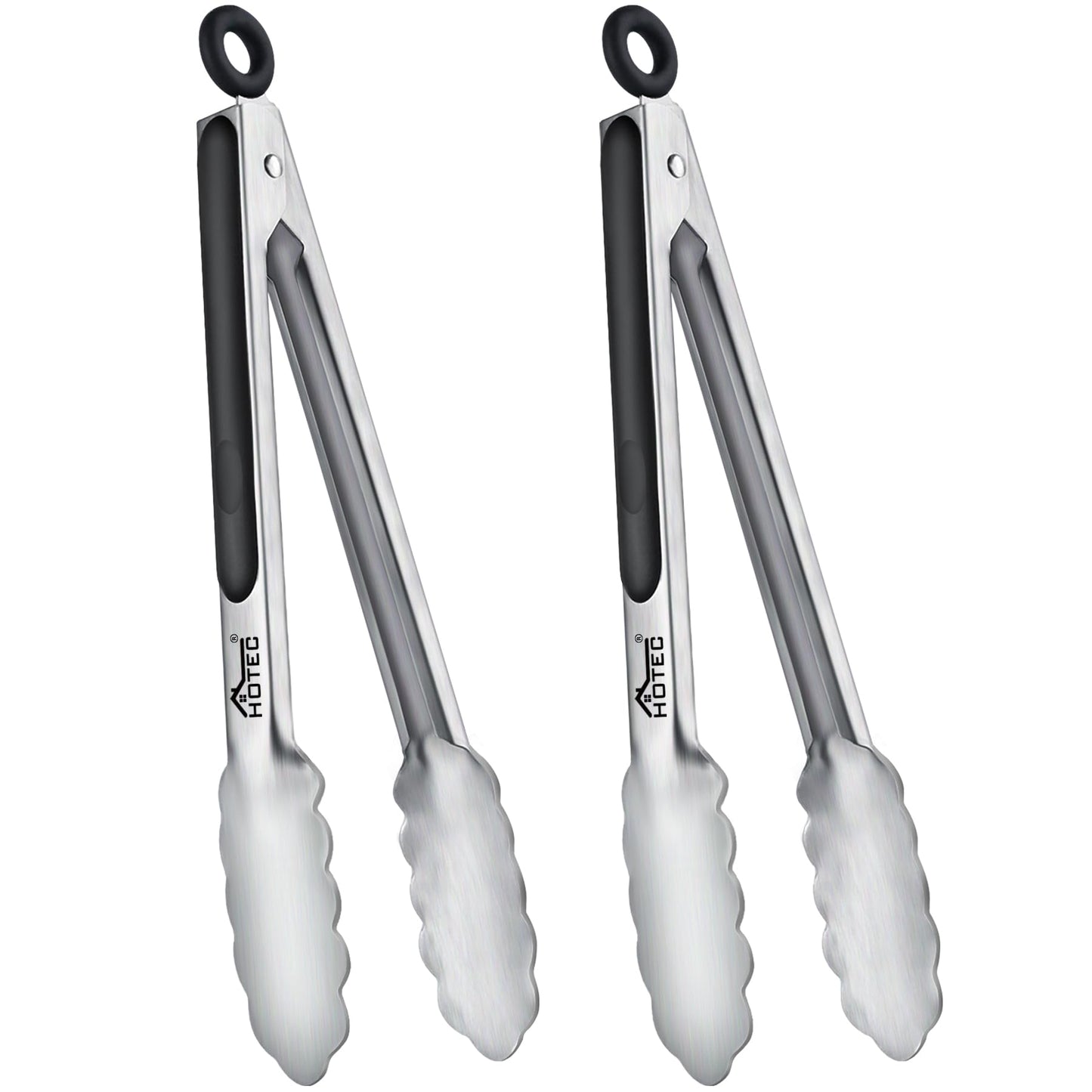 Hotec Mini Stainless Steel Kitchen Tongs for Cooking - 7-Inch Small Serving Tongs Metal Food Tongs Non-Slip Grip