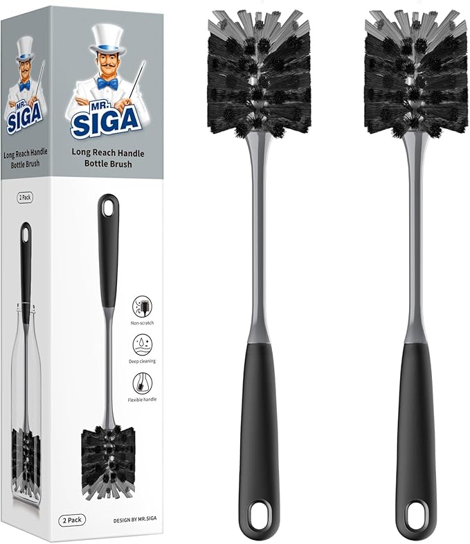 MR.SIGA Long Handle Bottle Brush, Non-Scratch Water Bottle Brush Cleaner