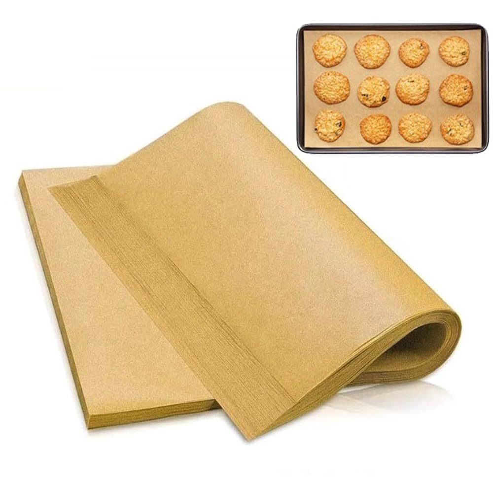 100 Pcs Parchment Paper Baking Sheets, 10x14 Inches Non-Stick Precut Baking Parchment Unbleached Baking Paper for Baking Grilling Air Fryer Steaming Bread Cup Cake Cookie
