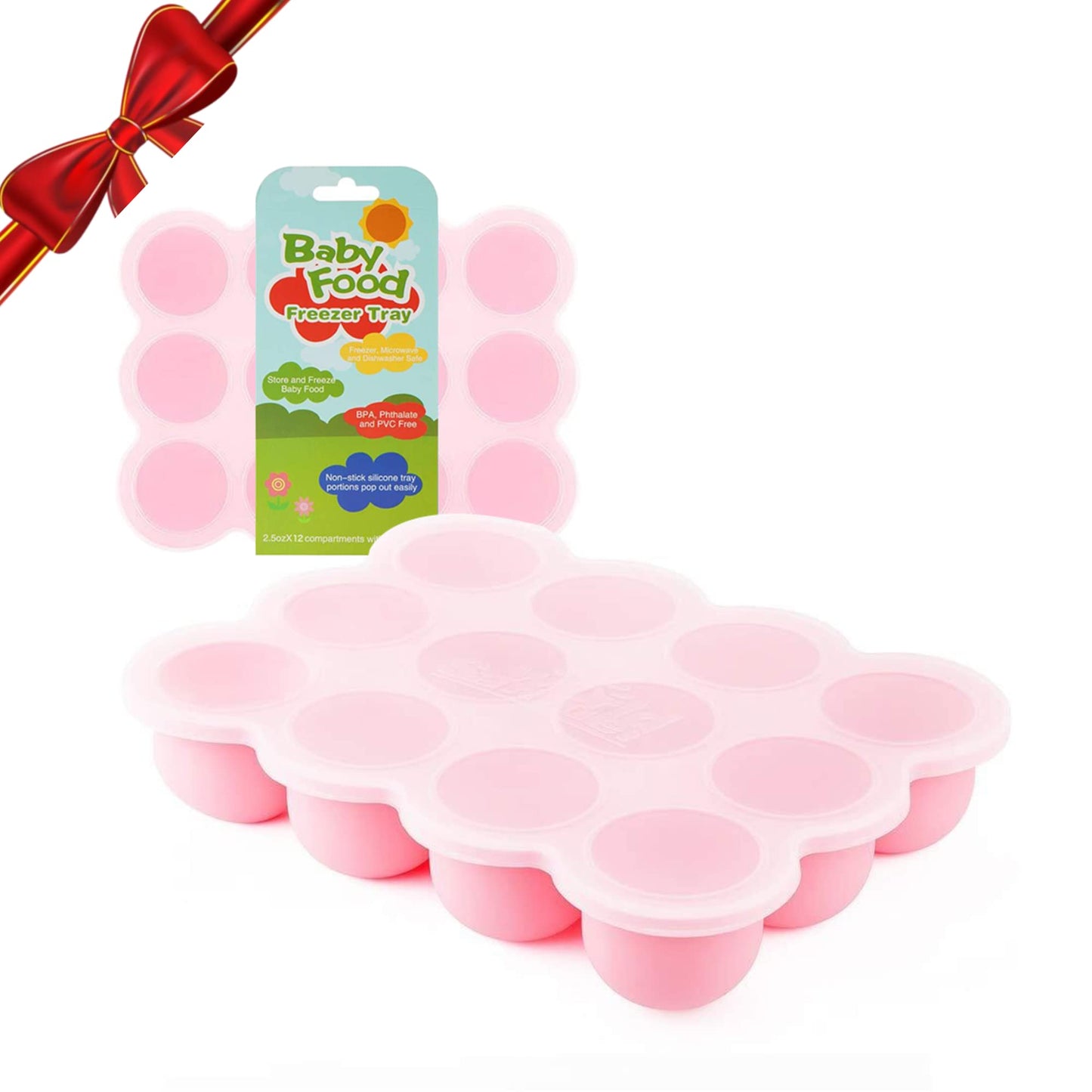 Samuelworld Baby Food Storage Container, 12 Portions x 2.5oz - BPA Free Silicone Freezer Tray with Clip-On Lid for Breast Milk Storage, Homemade Baby Food, Vegetable & Fruit Purees - Blue