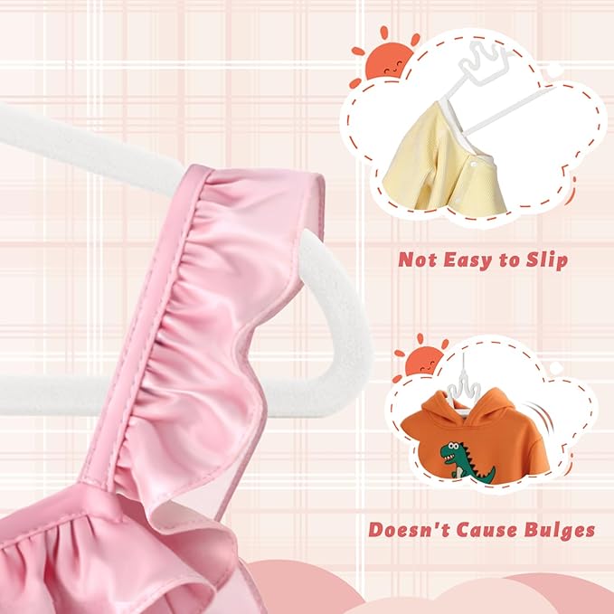 ManGotree Baby Velvet Hangers, Non-Slip Felt Kids Clothes Hanger, 12.6" Cute Crown Hanger for Closet, Space Saving Toddler Hangers for Children's Clothes (20 Pack, White)