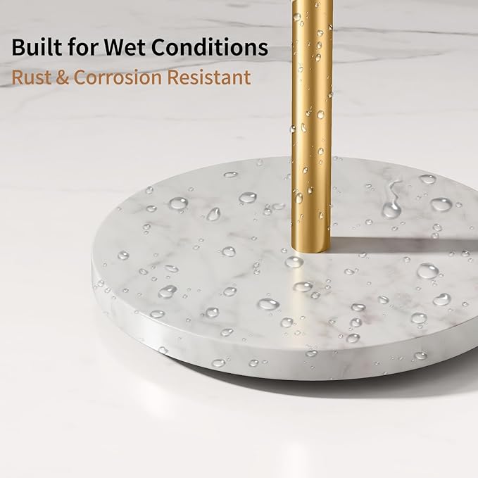 Countertop Towel Stand Free Standing with Marble Base, S-Shape Hand Towel Stand for Bathroom Stainless Steel Rust-Proof, Hand Towel Holder Standing for Kitchen Vanity Countertop (Gold)