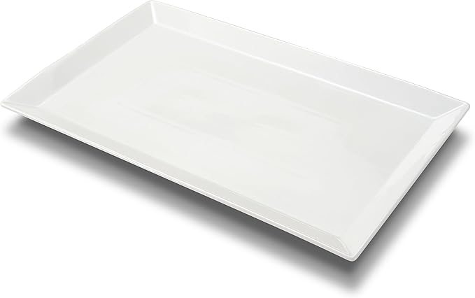 MIECOO Large Serving Platter, 18.5" x 11.5" White Porcelain Serving Tray