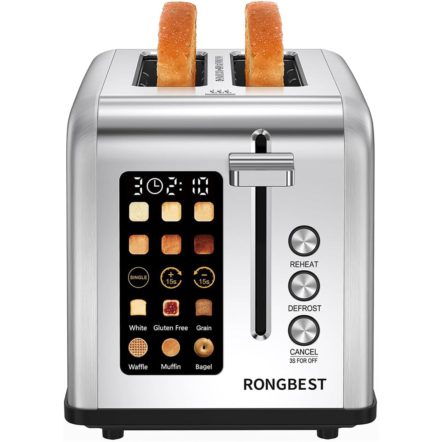2 Slice Toaster Touch Screen with Wide Slot, Single-slice Mode, Cream Color