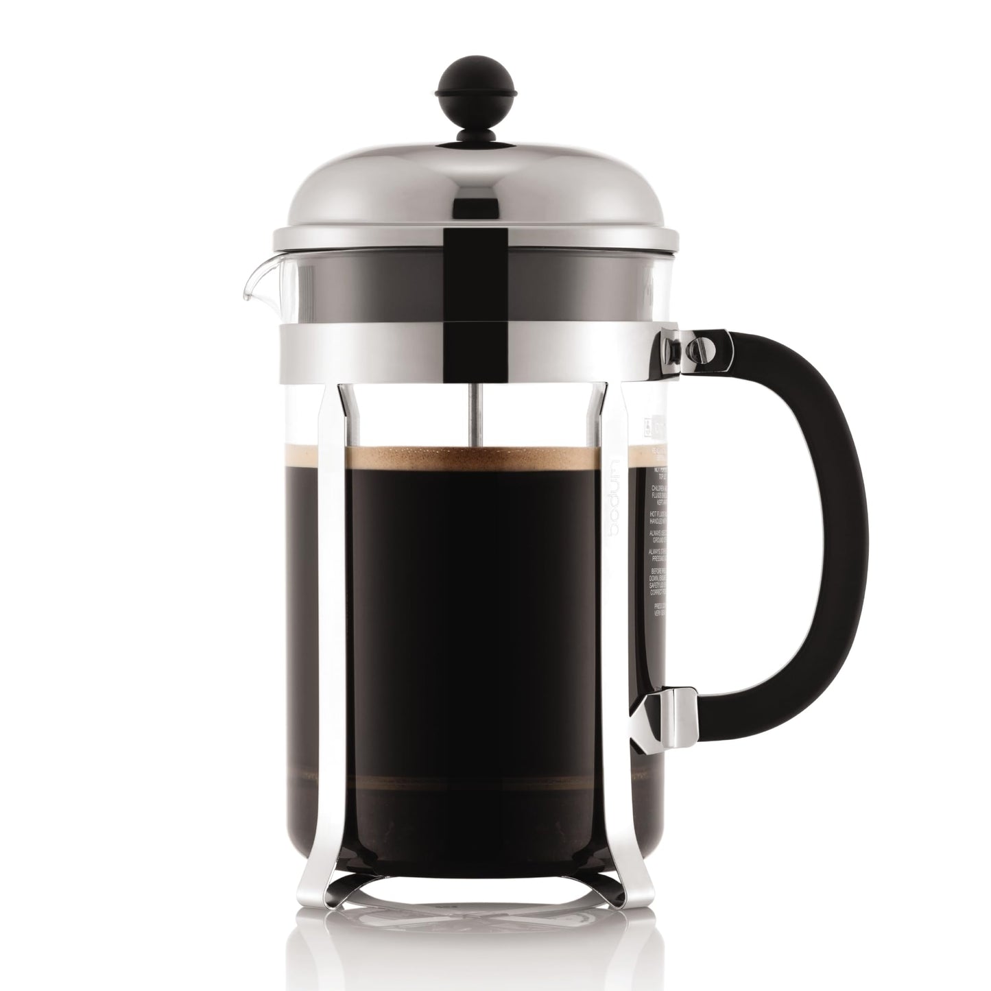Bodum 51oz Chambord French Press Coffee Maker, High-Heat Borosilicate Glass, Polished Stainless Steel – Made in Portugal