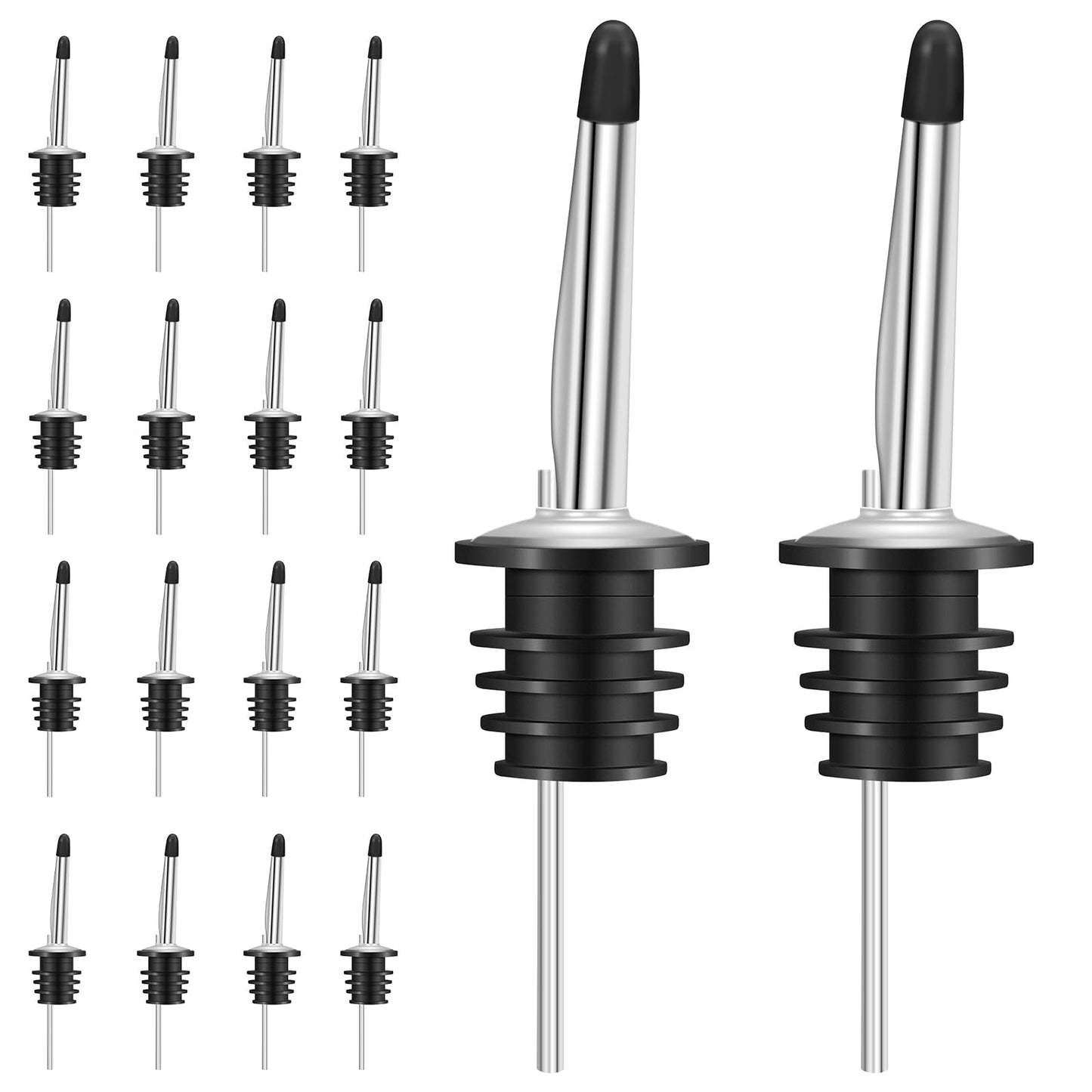 12 Pack Liquor Pour Spouts Set - Stainless Steel bottle spout and Liquor Pourers Dust Caps Covers