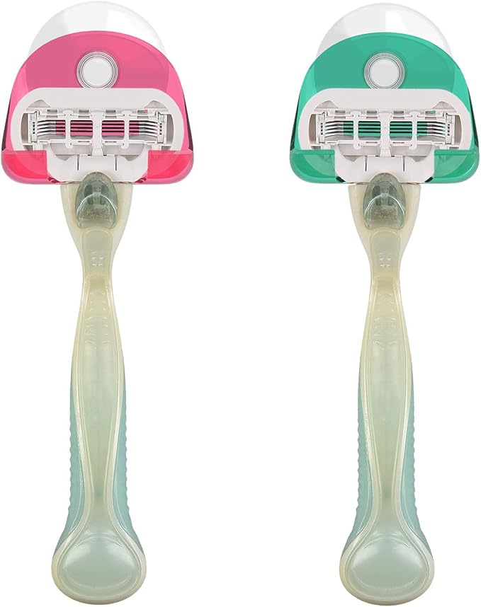 kwmobile 2x Razor Holder with Suction Cup - Self-Adhesive Shaver Wall Mount - Bathroom Organizer for Glass and Tiles - Red/Green/Transparent