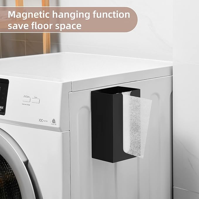 SUBEKYU Magnetic Dryer Sheet Holder for Laundry Room ,Dryer Sheet Container,Iron Dryer Sheet Dispenser for Laundry Storage and Organizition, Wall Dryer Sheet Box,Fabric Sheet Holder,Black