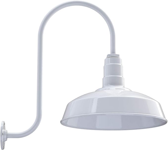 11" Straight Arm Barn Light Outdoor | Farmhouse | Modern Gray/Brass
