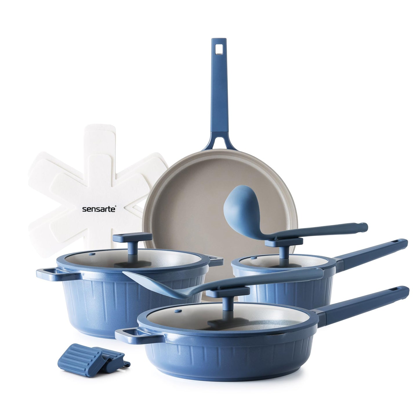 SENSARTE 14Pcs Pots and Pans Set Non Stick, Ceramic Cookware Set Non toxic