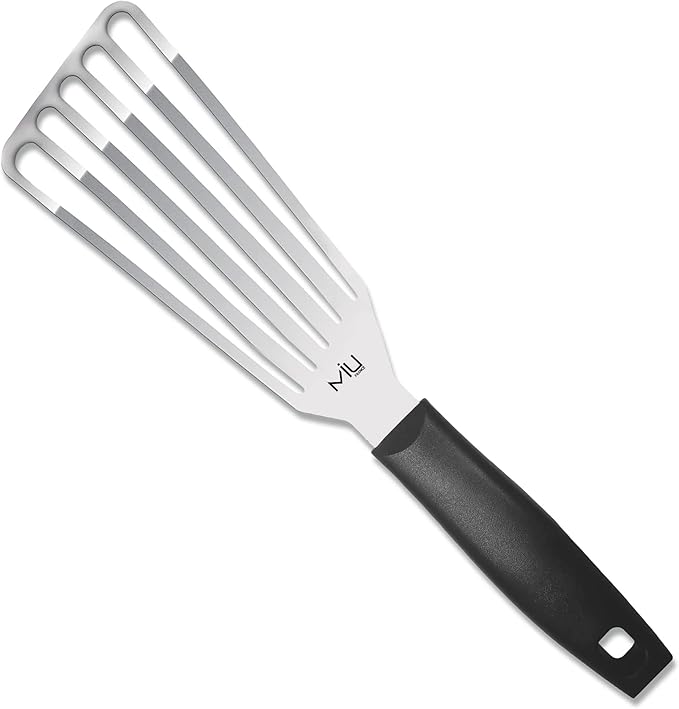 MIU Fish Spatula Stainless Steel, Flexible, Polished Metal, Corrosion Resistant, Kitchen Slotted Turner [Upgraded Version]