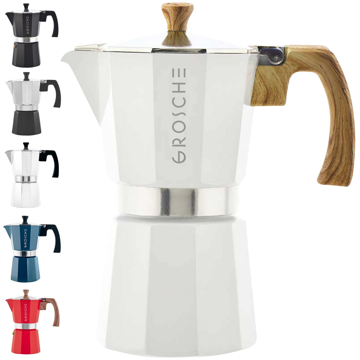 GROSCHE Milano Stovetop Espresso Maker Moka Pot 6 espresso Cup, 9.3 oz Blue