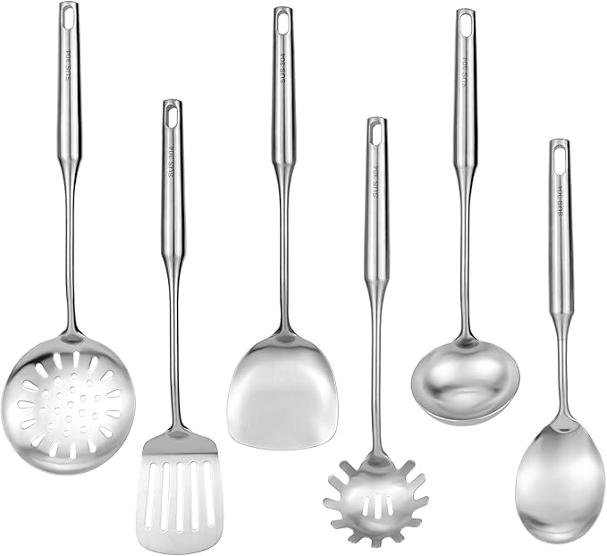 18/8 Stainless Steel Kitchen Utensils Set 6PCS 15in Cooking Tools