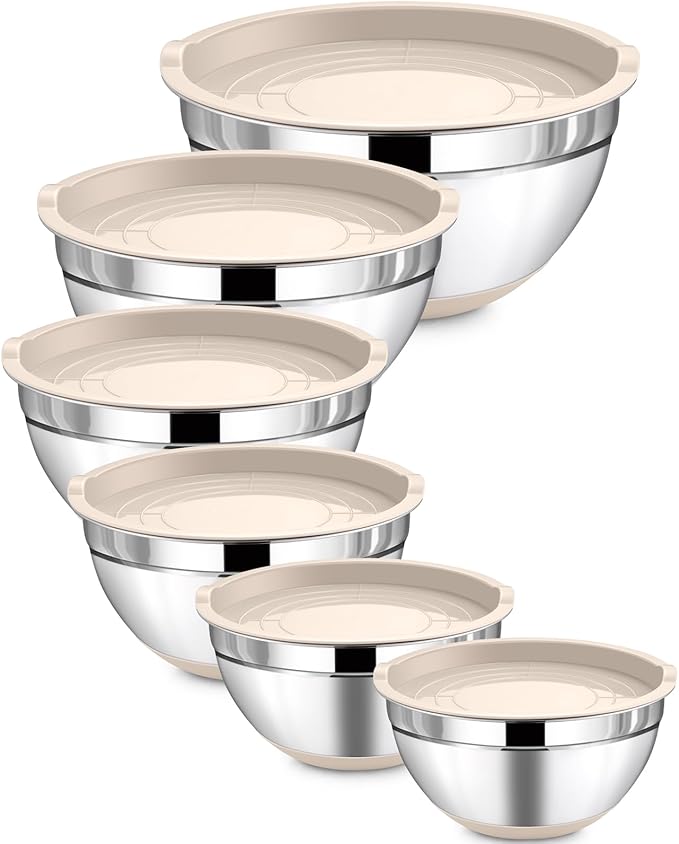 LIANYU Stainless Steel Mixing Bowls Set, Large 7, 3.5, 2.5, 2, 1.5, 1QT