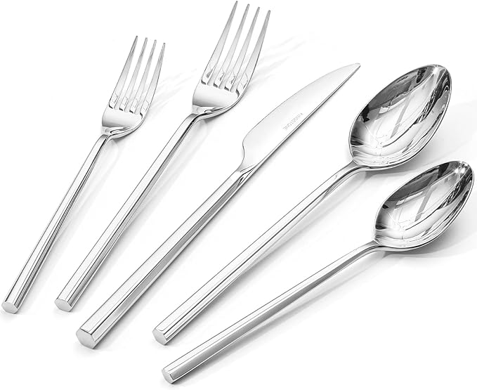 KINGSTONE 60-Piece Silverware Set, 18/10 Stainless Steel