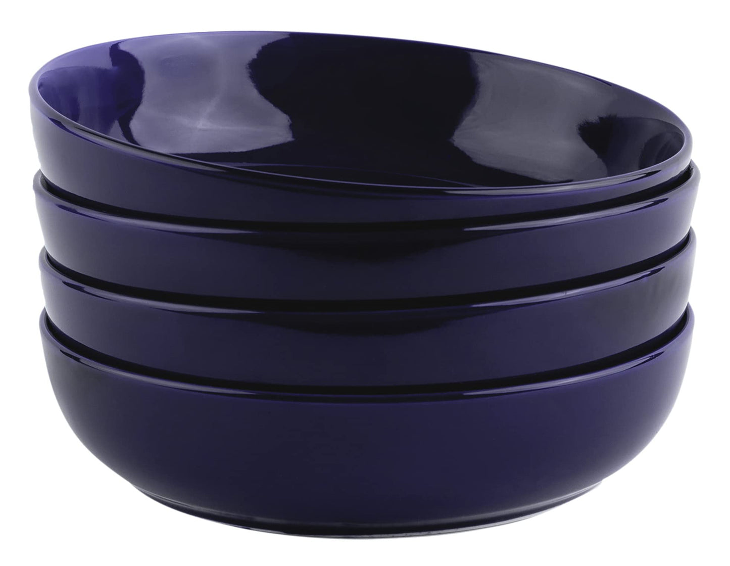 KooK Pasta Bowl, Salad Bowls, Soup, Serving Bowls, Ceramic, Large Capacity, Microwave & Dishwasher Safe, Set of 4, 40 Oz,(Red)
