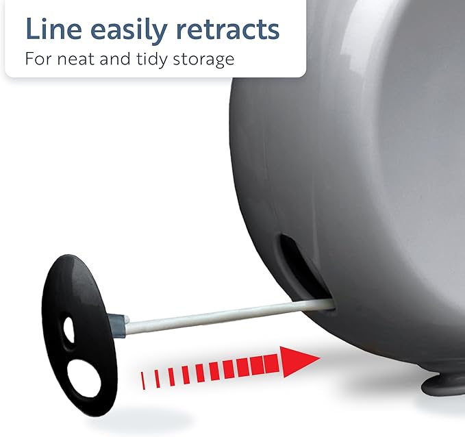 Minky Homecare Outdoor Retractable Clothesline - Heavy Duty PVC Coated Line - Energy and Space Saving Removable Laundry Drying Line - 49 Feet (Gray) (Pack of 6)
