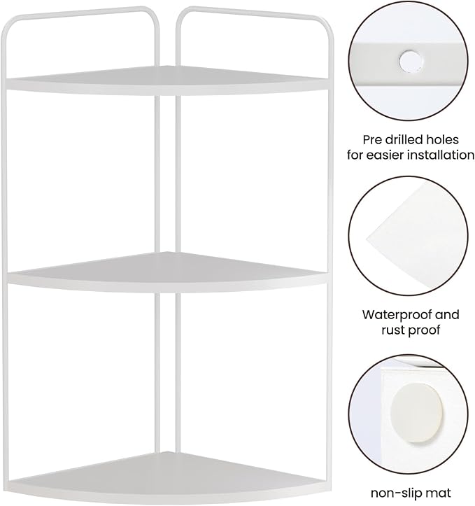 Bathroom Counter Organizer,Countertop Organizer,Vanity Organizers,Bathroom Storage,Bathroom Sink Caddy,Counter Shelf,Corner Counter,Corner Shelves(White)