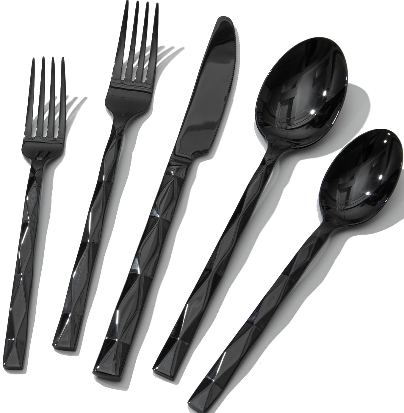 40 Piece 18/10 Black Silverware Set, Stainless Steel Flatware Cutlery for 8