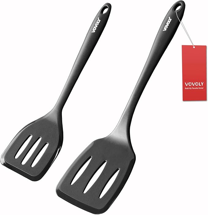 Vovoly Large Size Silicone Spatula Set, 600°F Heat Resistant Pancake Turner