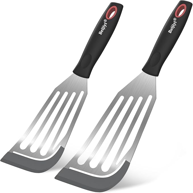 Beijiyi 2-Piece Silicone Fish Spatula for Nonstick Cookware, Heat Resistant