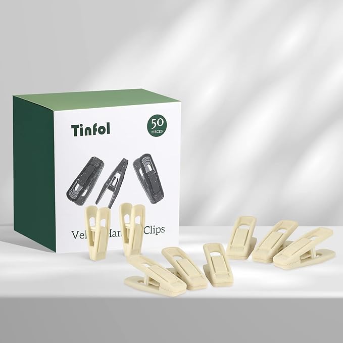 Tinfol Velvet Hangers Clips, 80 Pack Pants Velvet Clips, Beige Strong Finger Flocked Clips, Clothes Hanger Clip, Perfect for Use with Slim-line Clothes Velvet Hanger